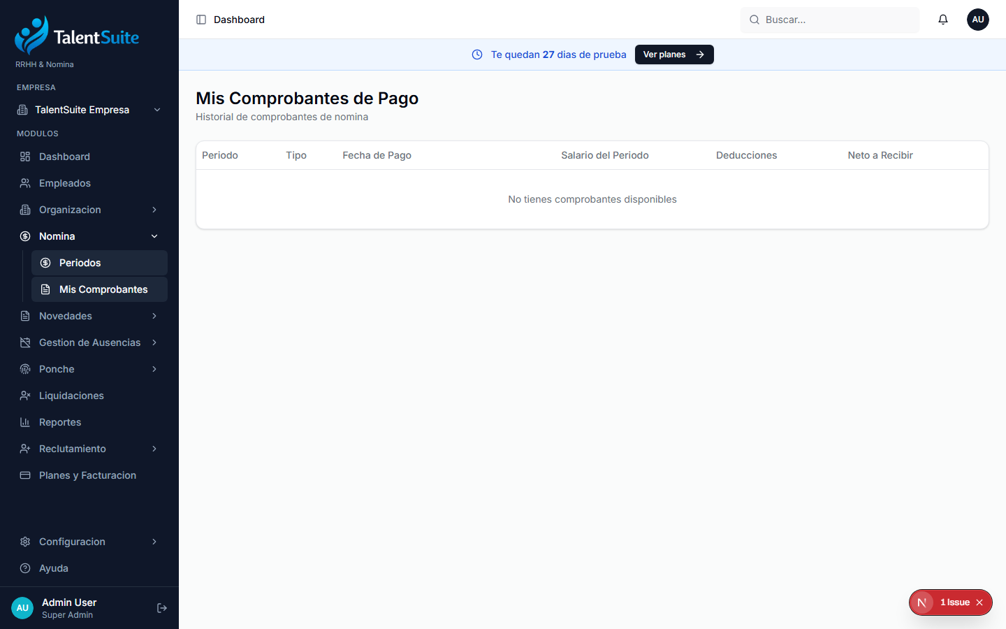 Lista de Mis Comprobantes con salario y descargas